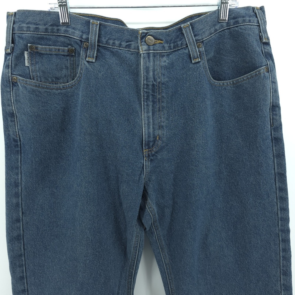 Carhartt Blue Jeans Mens 42X30 Classic Fit Denim Straight Leg Work - Picture 2 of 13